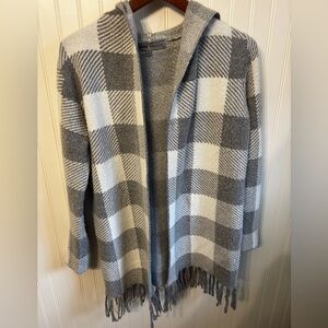 Almost Famous Gray and White Checkered Cardigan